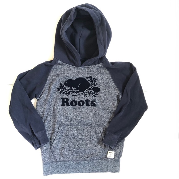 Roots kids youth size Large 9-10 years navy blue and grey hoodie with pocket - Picture 1 of 16
